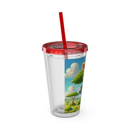 Giraffe Lookout Sunsplash Tumbler with Straw, 16oz