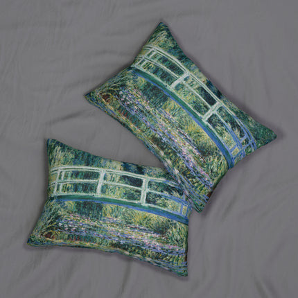 Water Lilies and Japanese Bridge by Claude Monet Spun Polyester Lumbar Pillow