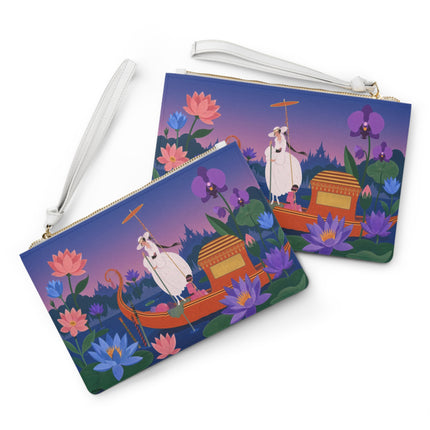 🪷🛶 The Lady Of The Lotus Lake Clutch Bag – Art Deco Garden Voyage