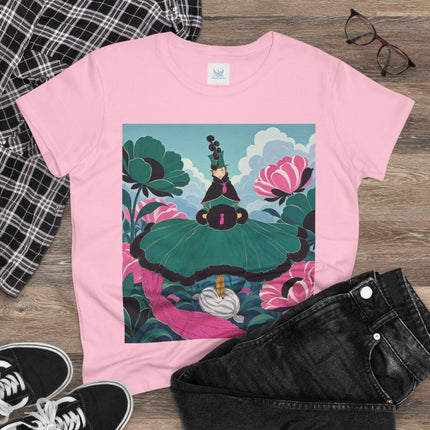 💚🌸 The Emerald Blossom Enchantress Cotton Tee – Art Deco Floral Fantasy