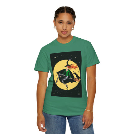 A Witch’s Moonlit Flight Unisex Garment-Dyed T-shirt