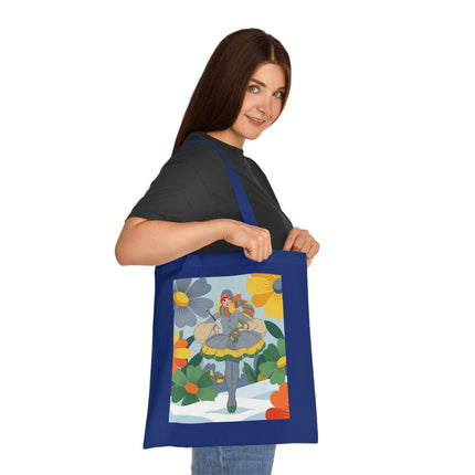 🌼❄️ The Winter Flower Wanderer Cotton Tote Bag – Colorful Winter Fantasy