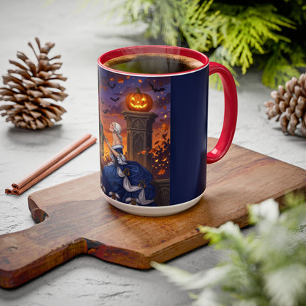 🎃💙 The Pumpkin Lantern Courtship Colorful Mug – Romantic Halloween Elegance