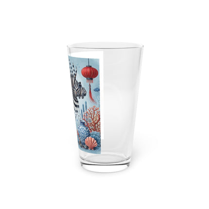 Lionfish & Lantern Pint Glass – Mystical Ocean & Asian Harmony