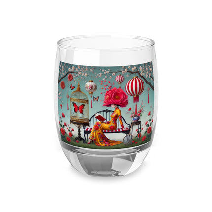 Reading In A Painted Garden Whiskey Glass