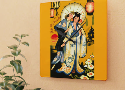 Golden Embrace Acrylic Wall Clock