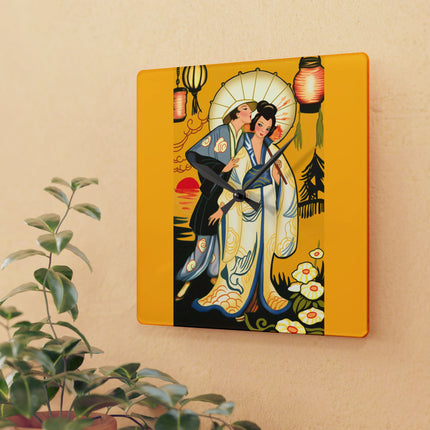 Golden Embrace Acrylic Wall Clock