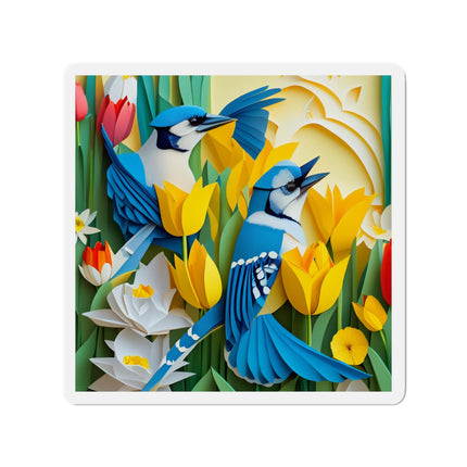 Blue Jays in a Spring Garden Die-Cut Magnets (5 Sizes)