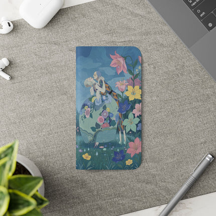 🌸💙 The Lovers In The Enchanted Garden Flip Case – Art Deco Floral Romance