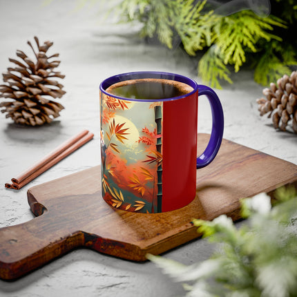 Red Panda at an Autumn Bamboo Grove Colorful Mugs (11oz, 15oz)