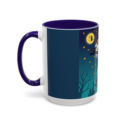 🐈‍⬛🎃 The Flying Black Cats Of Halloween Colorful Mug – Whimsical Storybook Charm