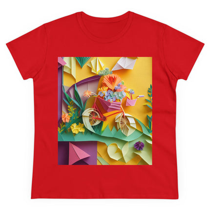 Origami Bicycle Women's Midweight Cotton Tee