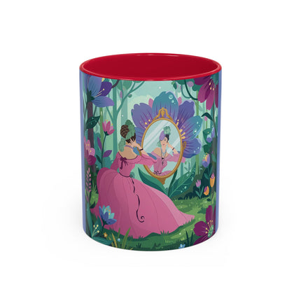 The Lady Of The Enchanted Mirror Colorful Mugs – Art Deco Botanical Elegance