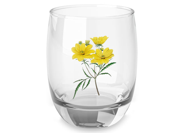 Vintage Yellow Coreopsis Flower Whiskey Glass