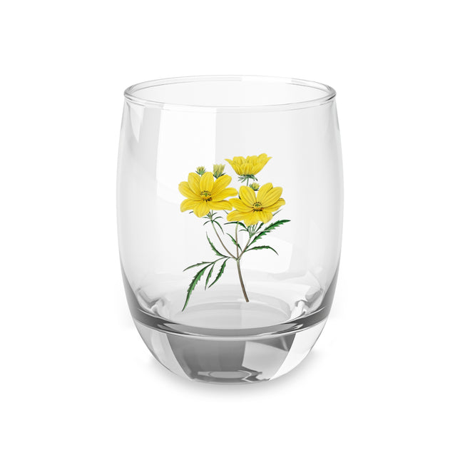 Vintage Yellow Coreopsis Flower Whiskey Glass