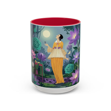 The Lady Of The Moonlit Garden Colorful Mugs – Art Deco Botanical Serenity