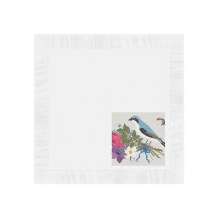 Bluebird & Butterfly White Coined Napkins – Spring Harmony & Delicate Beauty