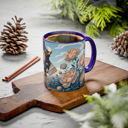 ☔🌸 The Grand Floral Journey Colorful Mug – Art Deco Travel Elegance