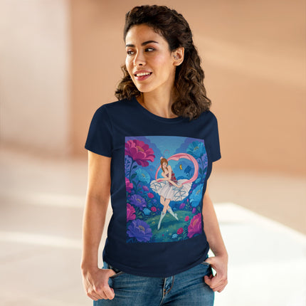 🦋🌸 The Butterfly Garden Ballet Cotton Tee – Art Deco Floral Whimsy