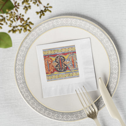 Reproduction of the Shield Frieze by Emile Gilliéron White Coined Napkins