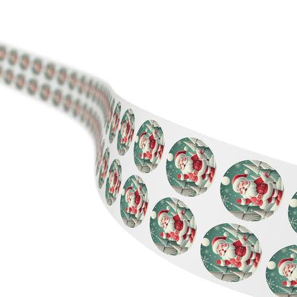 Santa's Joyful Night Round Sticker Label Rolls