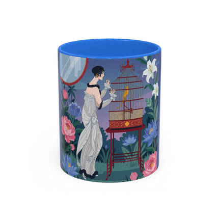 Whispers to the Golden Songbird Colorful Mugs – Art Deco Garden Elegance