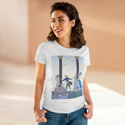 🎭🌸 The Garden Masquerade Cotton Tee – Art Deco Fashion Illustration