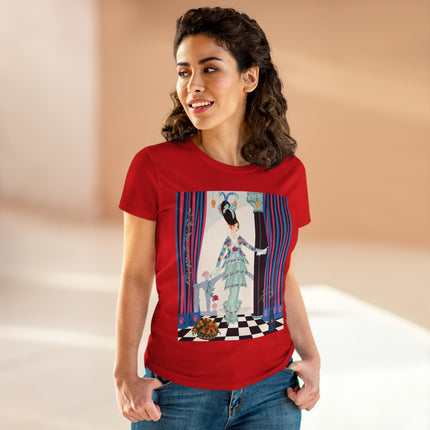 🌸🎭 The Lady Of The Garden Salon Cotton Tee – Art Deco Floral Elegance