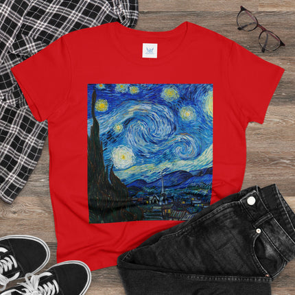 The Starry Night by Vincent Van Gogh Women's Midweight Cotton Tee