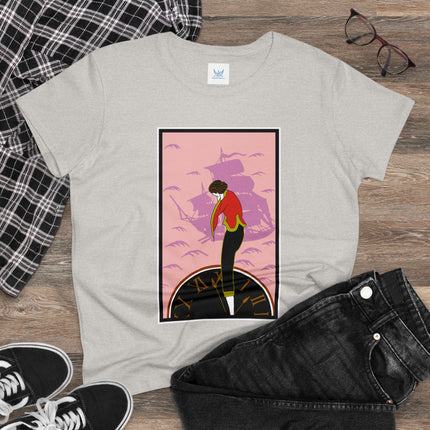 Woman Waiting for her Beloved at 1:59 by Kobayashi Kaichi Women's Midweight Cotton Tee