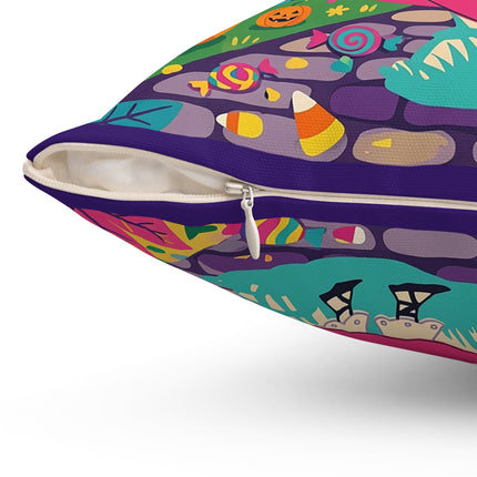 🌙🎃 The Lady Of Moonbeam Hollow Square Pillow – Whimsical Halloween Charm