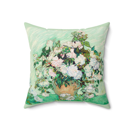Roses by Vincent Van Gogh Spun Polyester Square Pillow