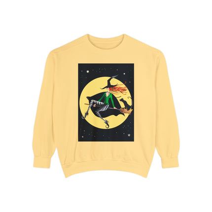 A Witch’s Moonlit Flight Unisex Garment-Dyed Sweatshirt