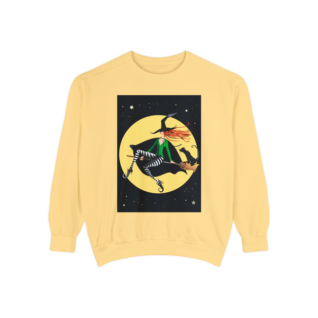 A Witch’s Moonlit Flight Unisex Garment-Dyed Sweatshirt