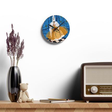 🎭🌹 The Lady Of The Golden Masquerade Acrylic Wall Clock – Art Deco Fashion Elegance