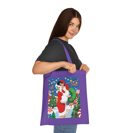 🍬🎄 The Lady Of The Peppermint Christmas Garden Cotton Tote Bag – Art Deco Holiday Fantasy