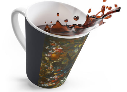 Still Life With Birds Beside An Ornate Fountain by Nicola Casissa Latte Mug
