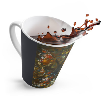 Still Life With Birds Beside An Ornate Fountain by Nicola Casissa Latte Mug