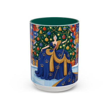 👑🎄 The Christmas Queen Of Golden Bells Colorful Mug – Art Deco Holiday Elegance