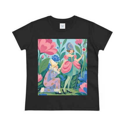 🌸🎭 The Garden Masquerade Cotton Tee – Art Deco Floral Whimsy