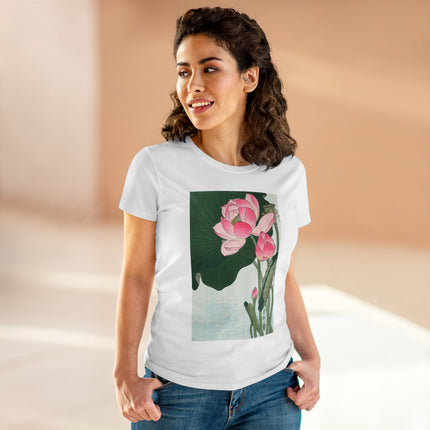 Blooming Lotus Flowers by Ohara Koson Women's Midweight Cotton Tee