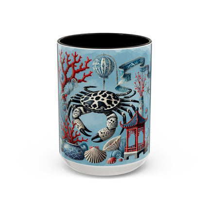 Spotted Crab & Pagoda Colorful Mug – Mystical Ocean & Asian Harmony