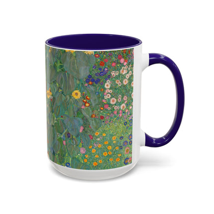 Farm Garden with Sunflowers by Gustav Klimt Colorful Mugs (11oz, 15oz)