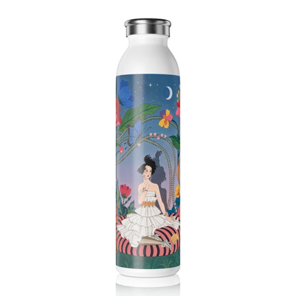 🪞🌸 The Lady In Her Curious Apartment Slim Water Bottle – Art Deco Fashion Whimsy