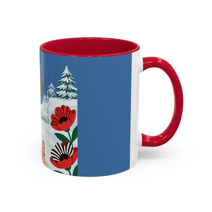 🎿🎄 The Christmas Holly Skier Colorful Mug – Whimsical Holiday Fantasy
