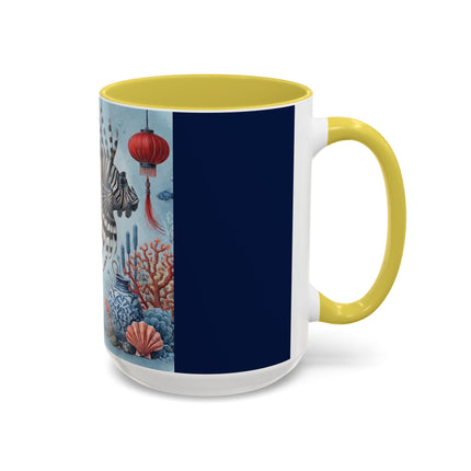 Lionfish & Lantern Colorful Mug – Mystical Ocean & Asian Harmony