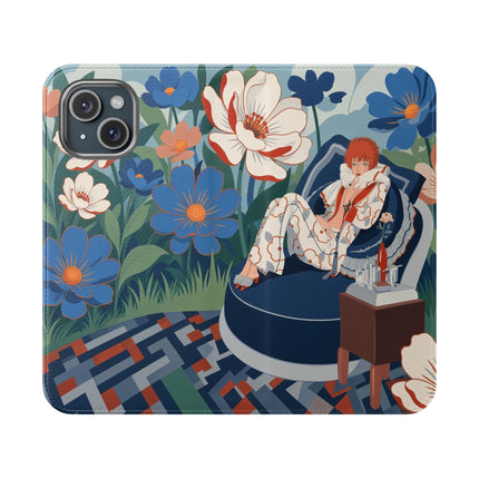 🌺🪞 The Lady Of The Grand Flower Salon Flip Case – Art Deco Floral Elegance