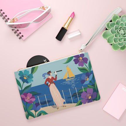 🌊🔭 The Lady Of The Seaside Lookout Clutch Bag – Art Deco Nautical Adventure