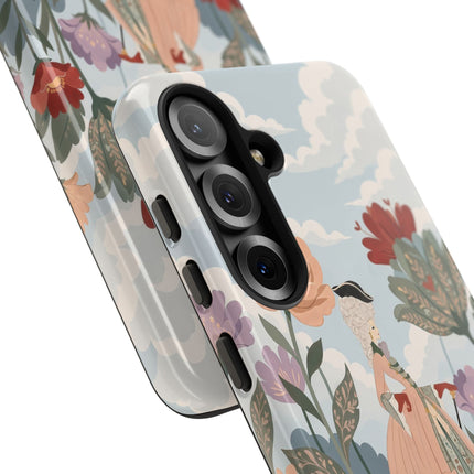 🌹🐈 The Lady And Puss In Boots Phone Case – Art Deco Floral Whimsy