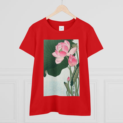Blooming Lotus Flowers by Ohara Koson Women's Midweight Cotton Tee